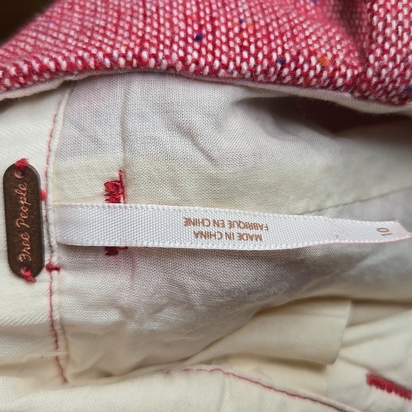 Free People Selina Tweed Wide Leg Cuffed Pants Pink Rose Women’s Size 10 - Picture 17 of 17
